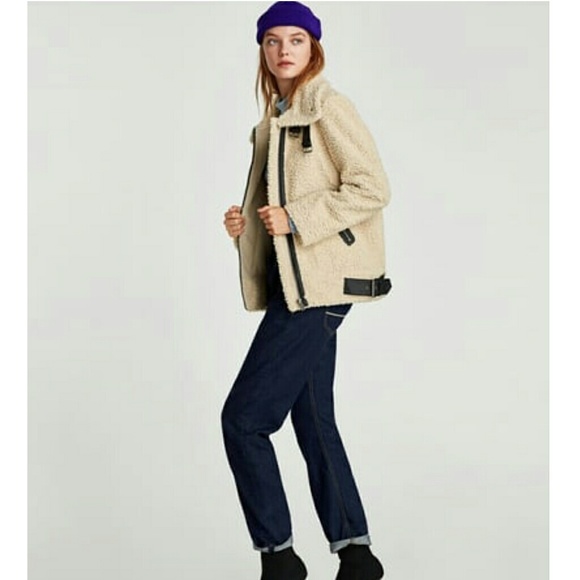 contrast faux fur jacket